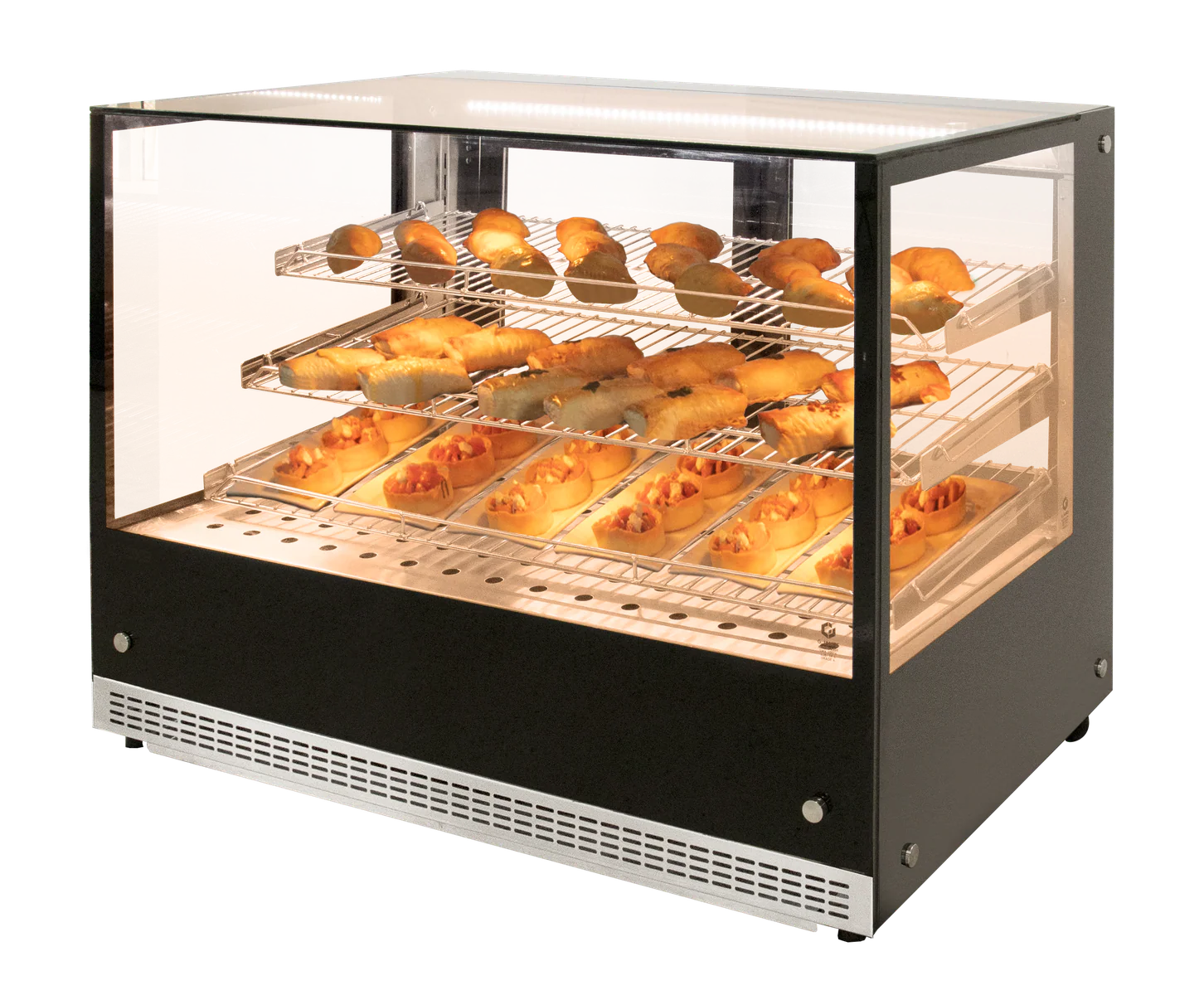 Compact Countertop Heated Display Case for Bakeries and Cafes